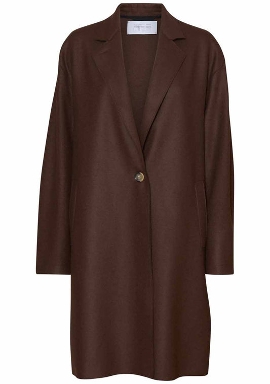 Oversized Coat Cashmere Blend Dark Brown