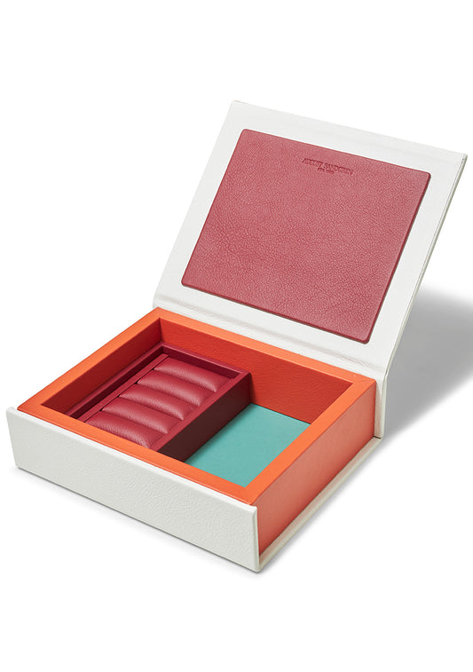 White Orange Ruby Leather Jewellery box