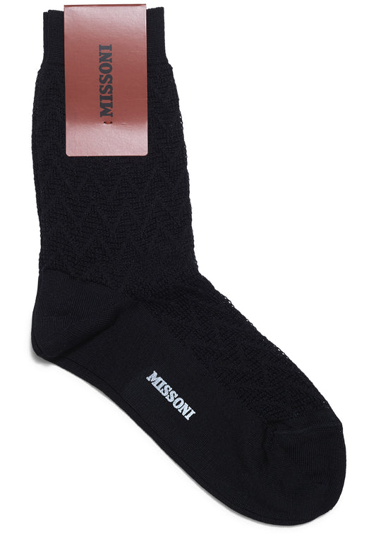 Chevron Knit Socks Black