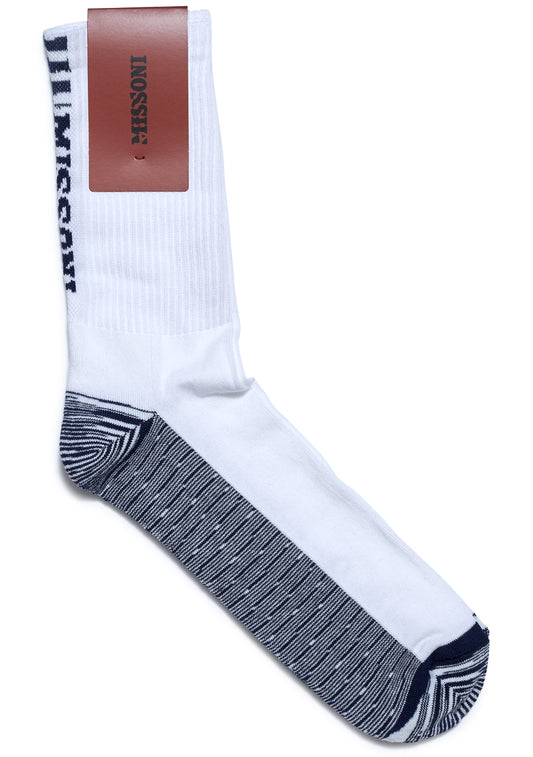 Logo Stripe Socks White