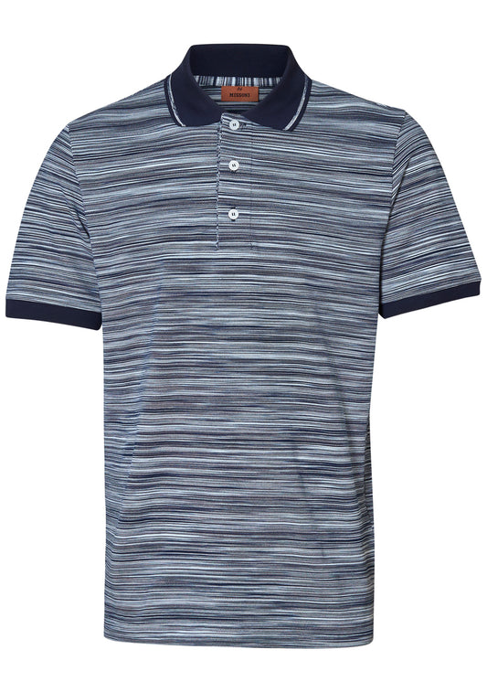Short Sleeve Polo Space-Dyed Navy White