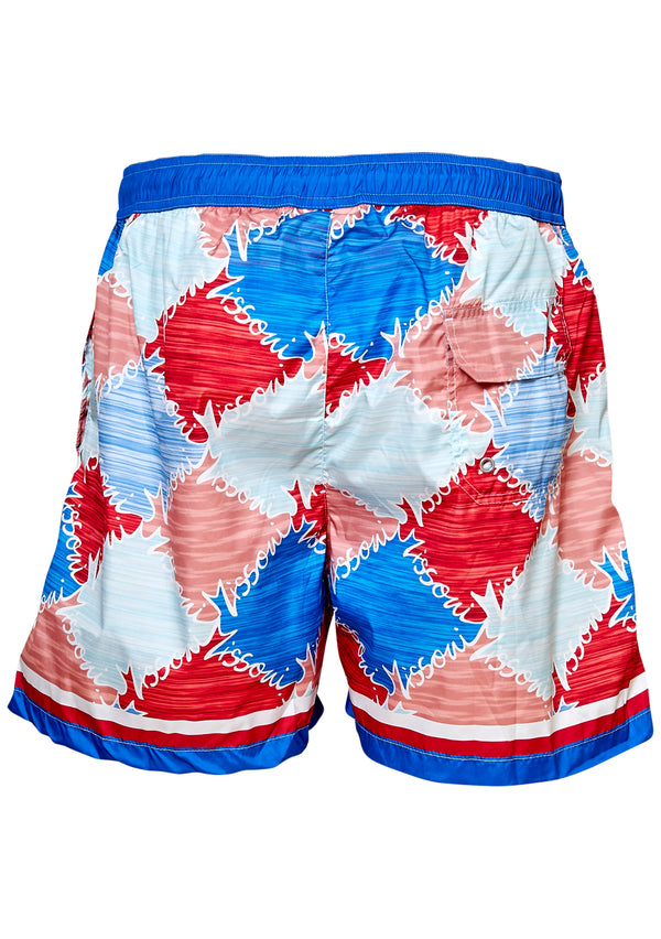 Blue Geometric Print Swim Shorts