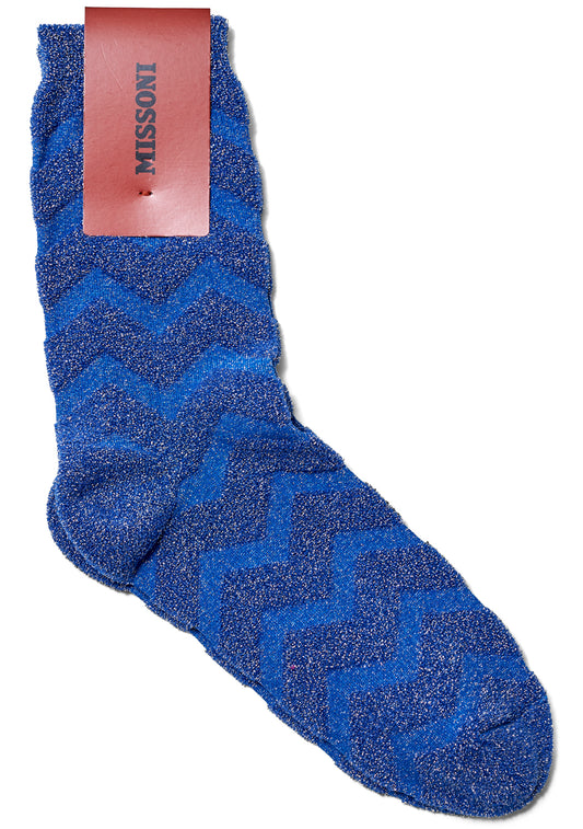 Chevron Lamé Socks Royal Blue