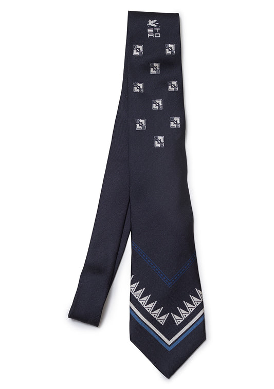 Navy Design Silk Tie