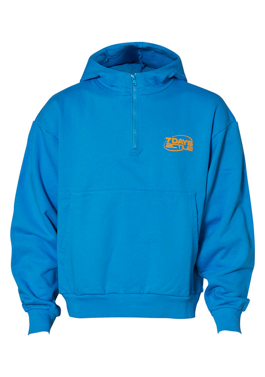 Malibu Blue Oversized Half Zip Hoodie