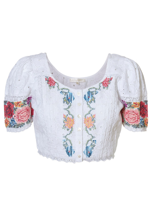 White Collum Crop Top