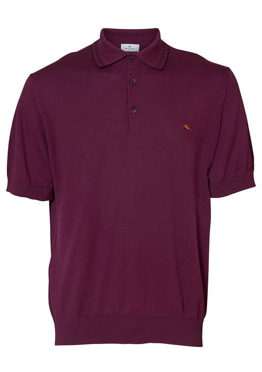 Burgundy Knitted Polo Shirt