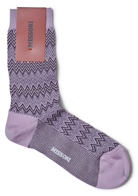 Chevron Lamé Socks Purple