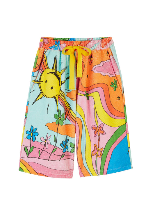 Lucky Card-Print Terry Shorts