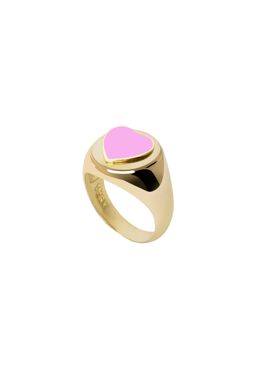 Gold Pink Heart Ring
