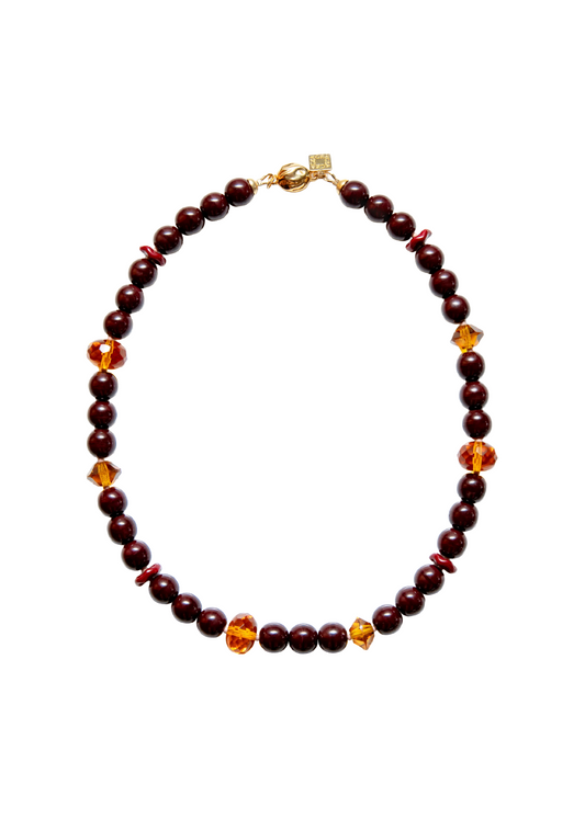 Mini Classic Necklace Crystal Marroon