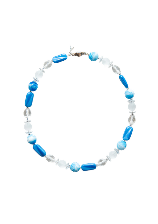 Mini Fancy Necklace Clear Blue