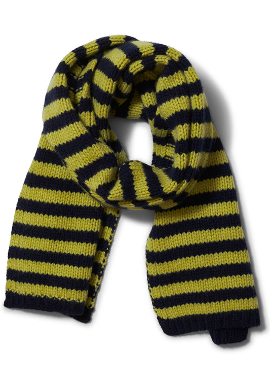 Navy & Lime Cashmere Scarf Small