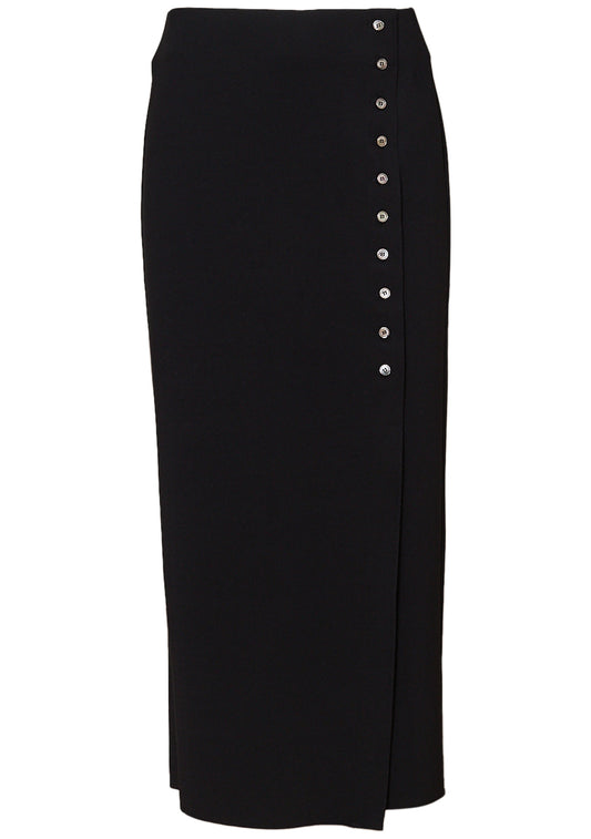 LAY2 Buttoned Wrap Skirt Black