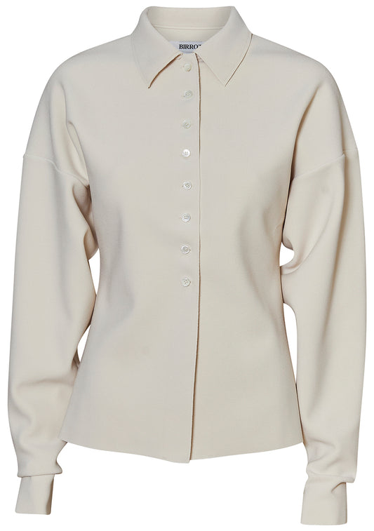 LAY3 Point Collar Cardigan Eggshell