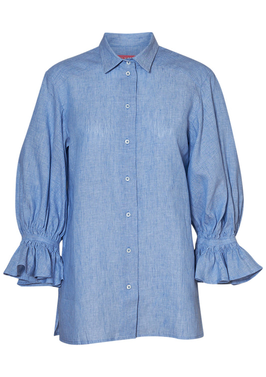 Bee Shirt Linen Blue