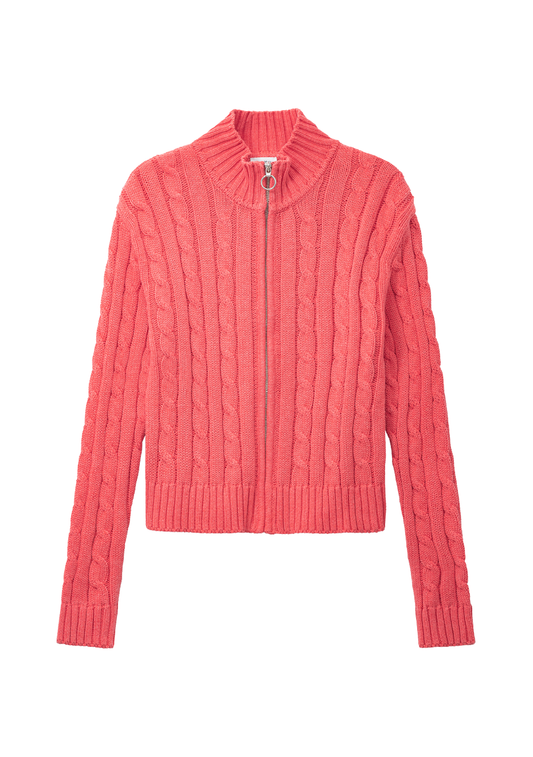Jo Zip Sweater Coral