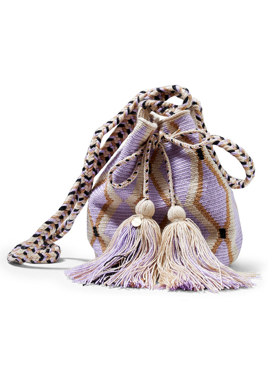 Turtle Crossbody Bag Beige & Purple