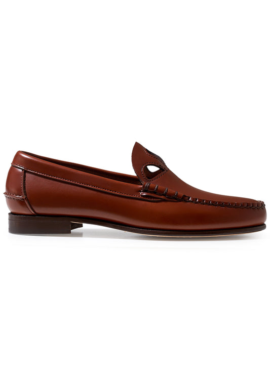 Anancla Cut-Out Slip Loafer Tan