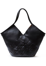 Coloma Leather Tote Bag Black