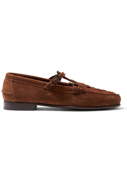 Maqueda Interwoven T-Bar Loafer Suede Tan