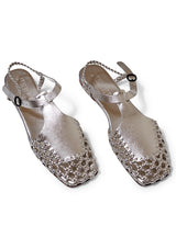 Reixa Woven T-Bar Sandal Light Silver