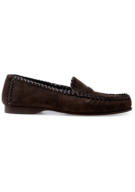 Sastre Suede Pull-On Loafer Dark Brown