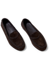 Sastre Suede Pull-On Loafer Dark Brown