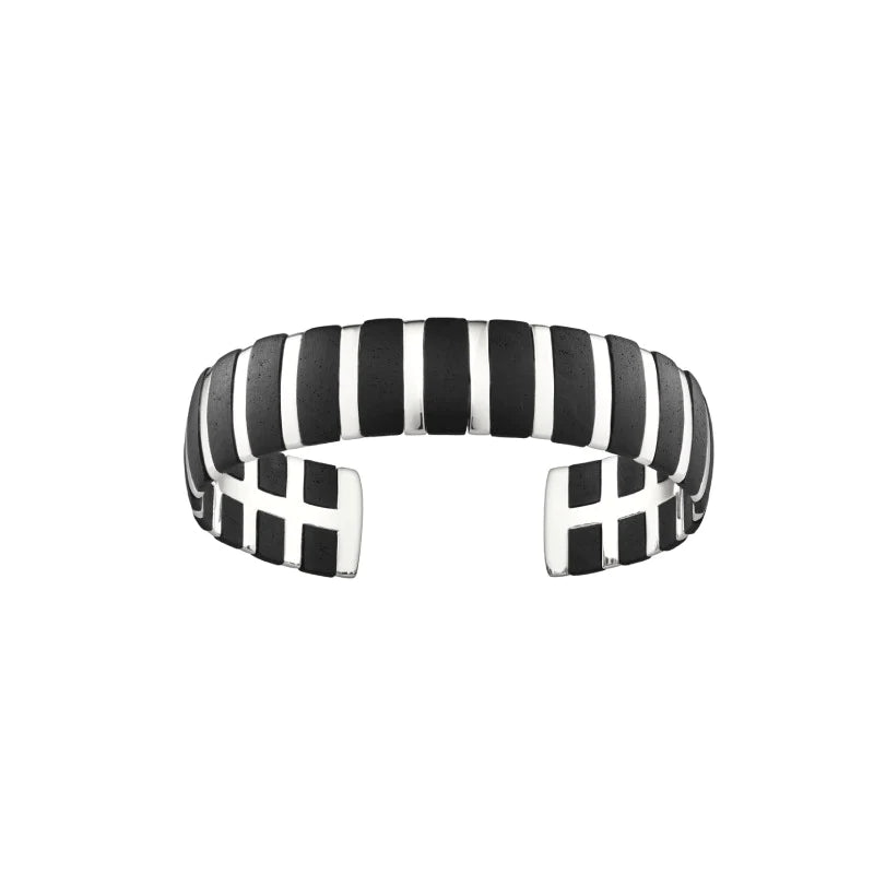 Helena Striped Silver Bracelet
