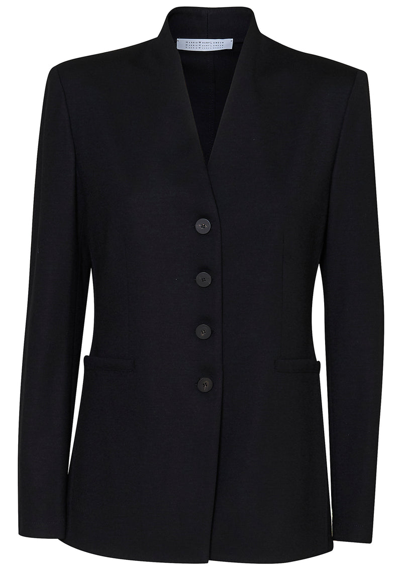 Collarless Blazer Superfine Merino Black
