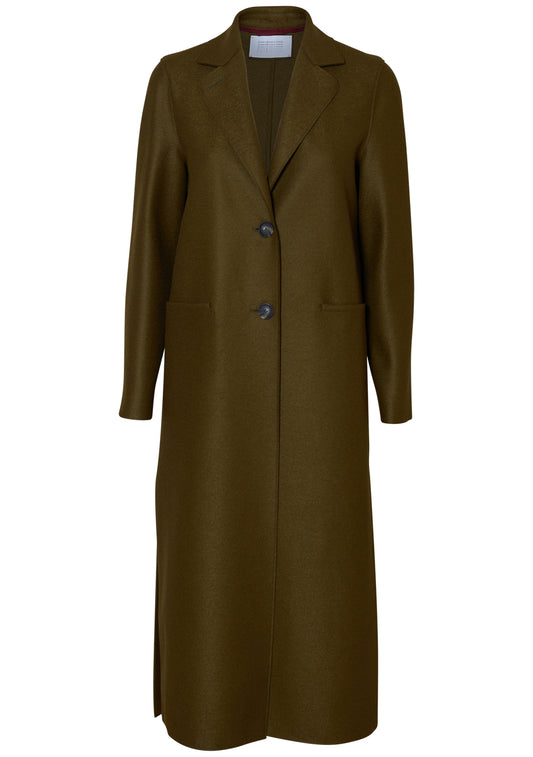 Long Boxy Coat Pressed Wool Olive