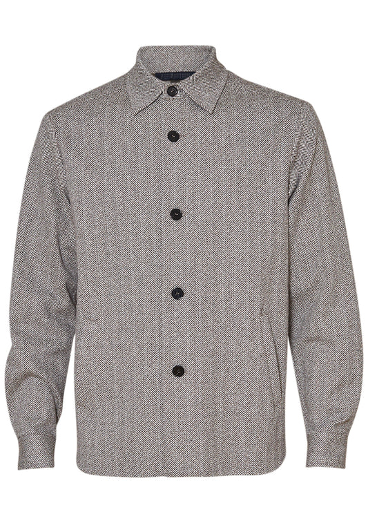 Shirt Jacket Bouclé Herringbone Brown & White