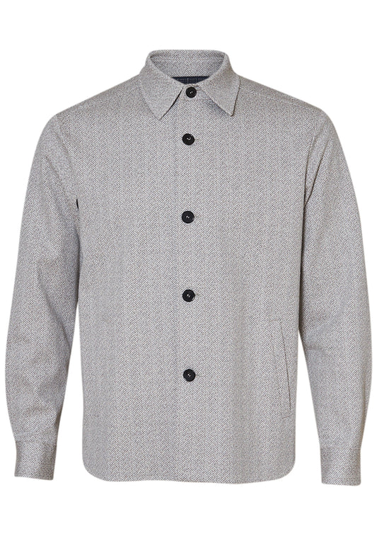 Shirt Jacket Bouclé Herringbone Grey & White
