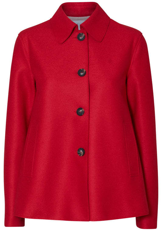 Short Loden Light Pressed Wool Jacket Bright Red