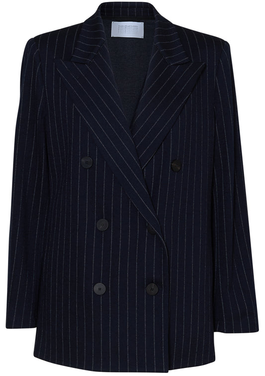 Slouchy Peacoat Pinstripe Navy Blue