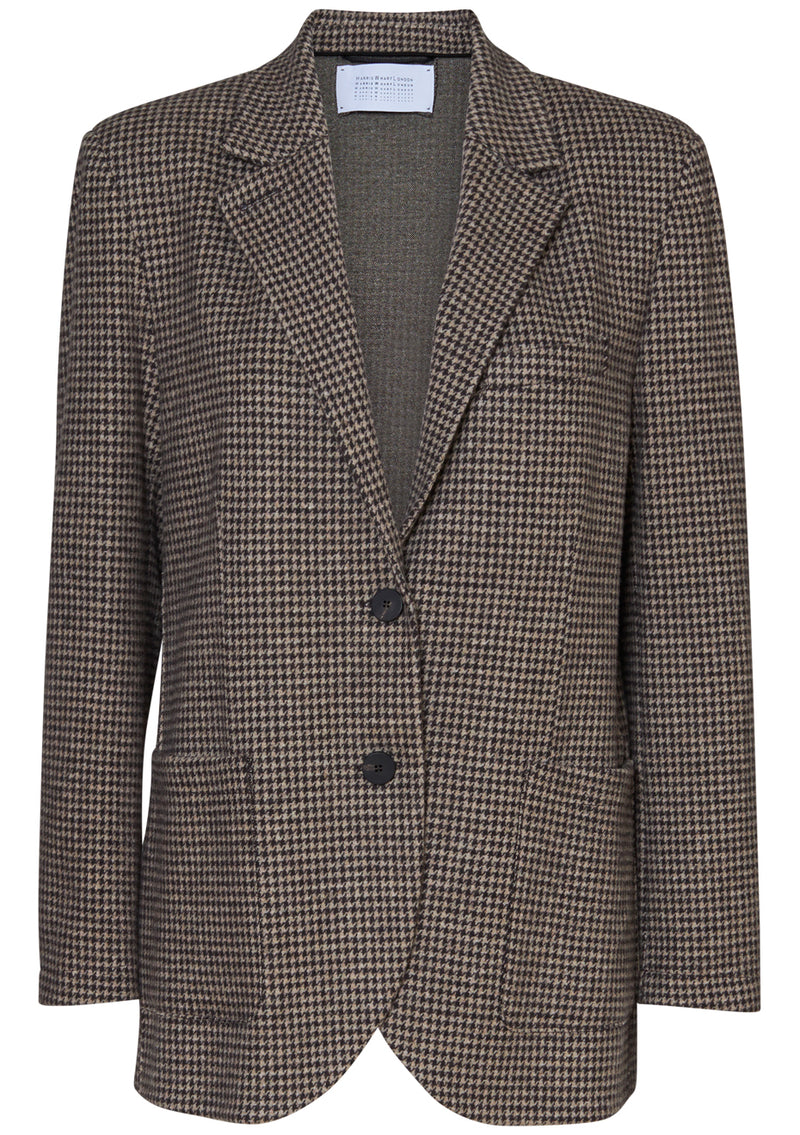 Travel Blazer Beige Houndstooth