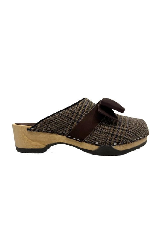 Embla Bow Clogs Harris Tweed