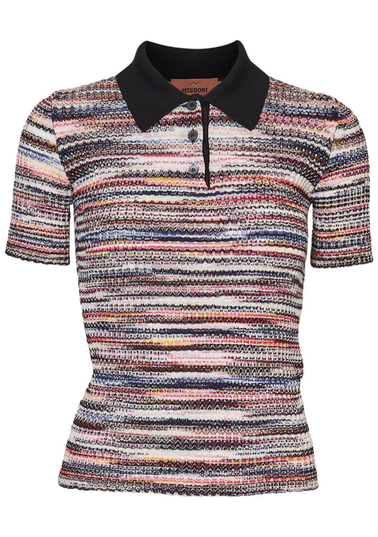 Shortsleeve V-Neck Polo Sweater Multicolour