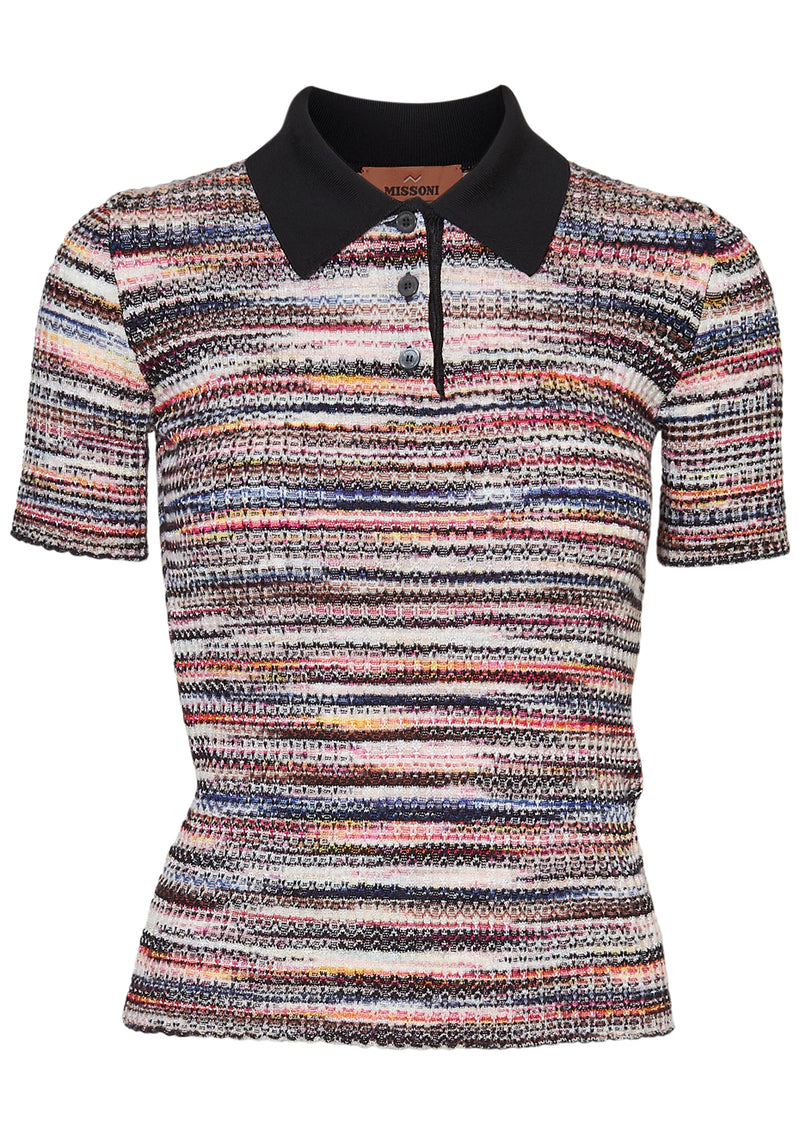 Shortsleeve V-Neck Polo Sweater Multicolour