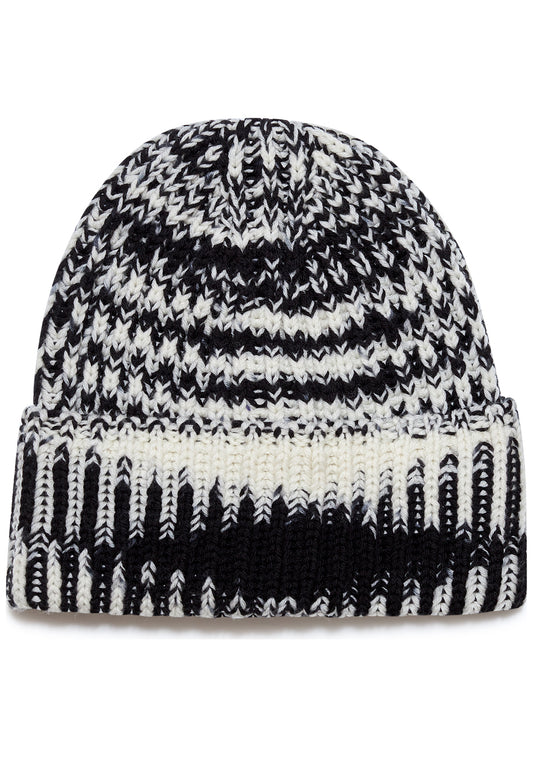 Chunky Knit Wool Beanie Black & White