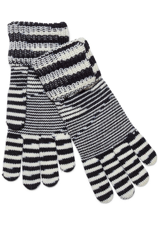 Knit Wool Gloves Black & White