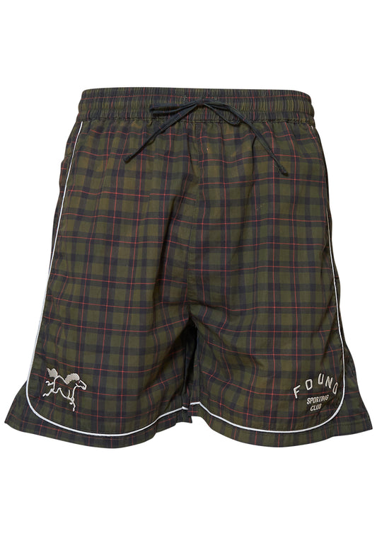 Plaid Track Shorts Forest