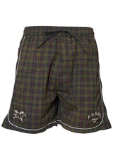 Plaid Track Shorts Forest