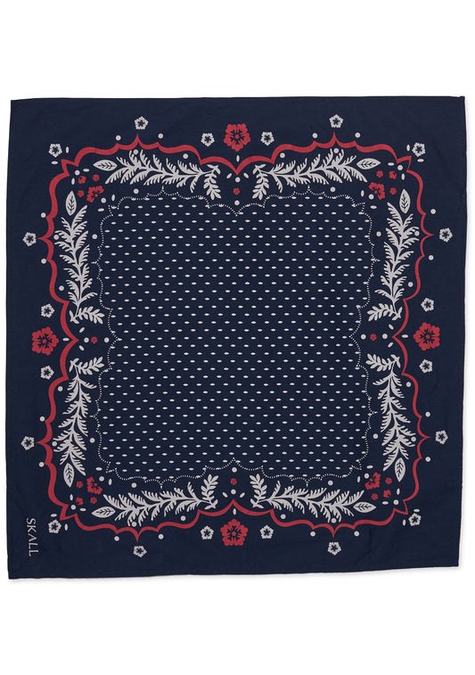 Juniper Scarf Navy/Red/Ecru