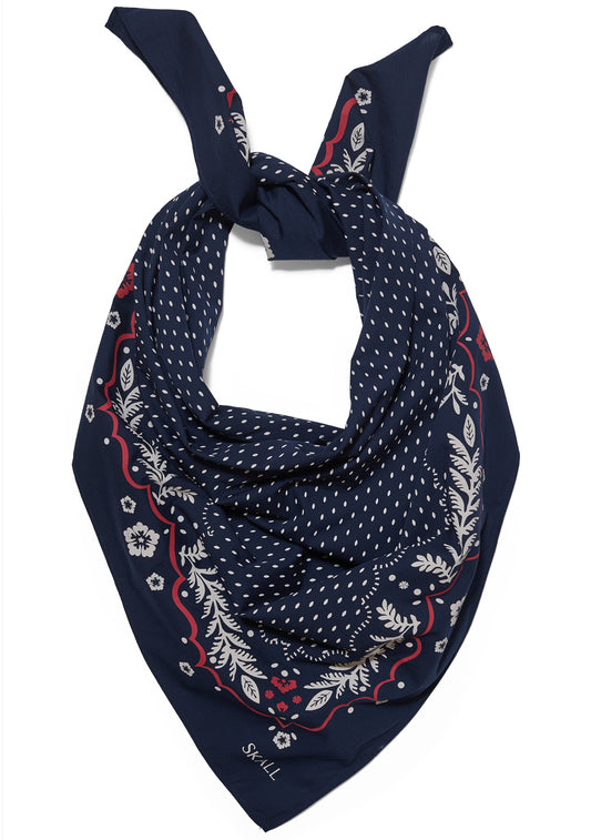 Juniper Big Scarf Navy/Red/Ecru