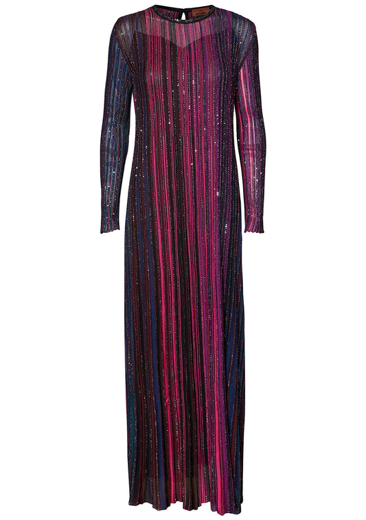 Long Pleated Dress With Sequins
