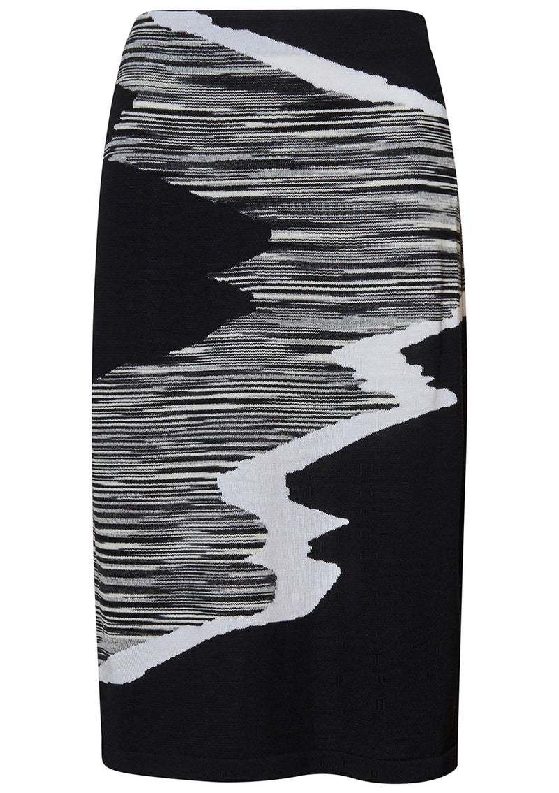 Wool Midi Skirt Black and White