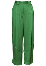 Cropped Divide Pant Green Silk