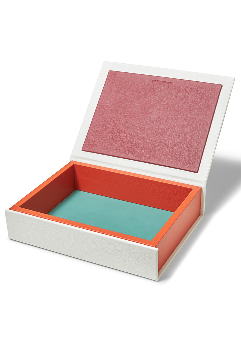 White Orange Ruby Leather Jewellery box