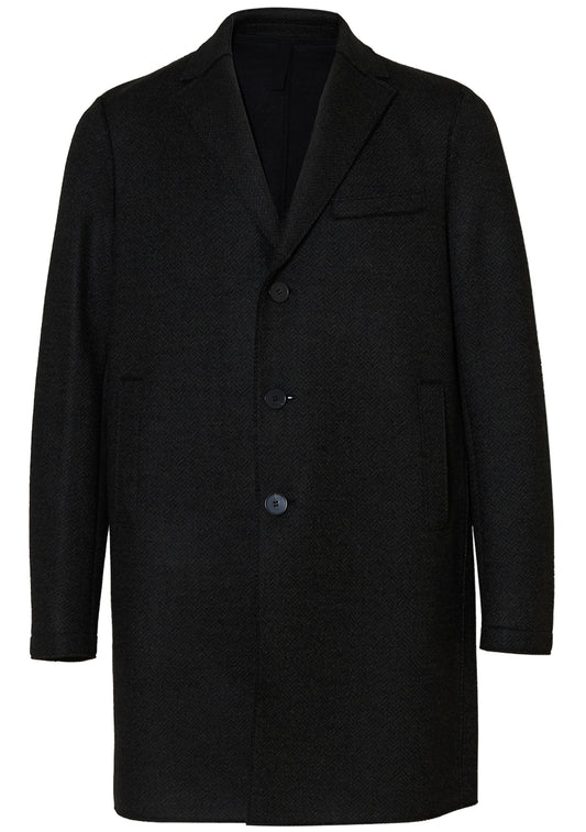 Boxy Coat Jacquard Moss Herringbone